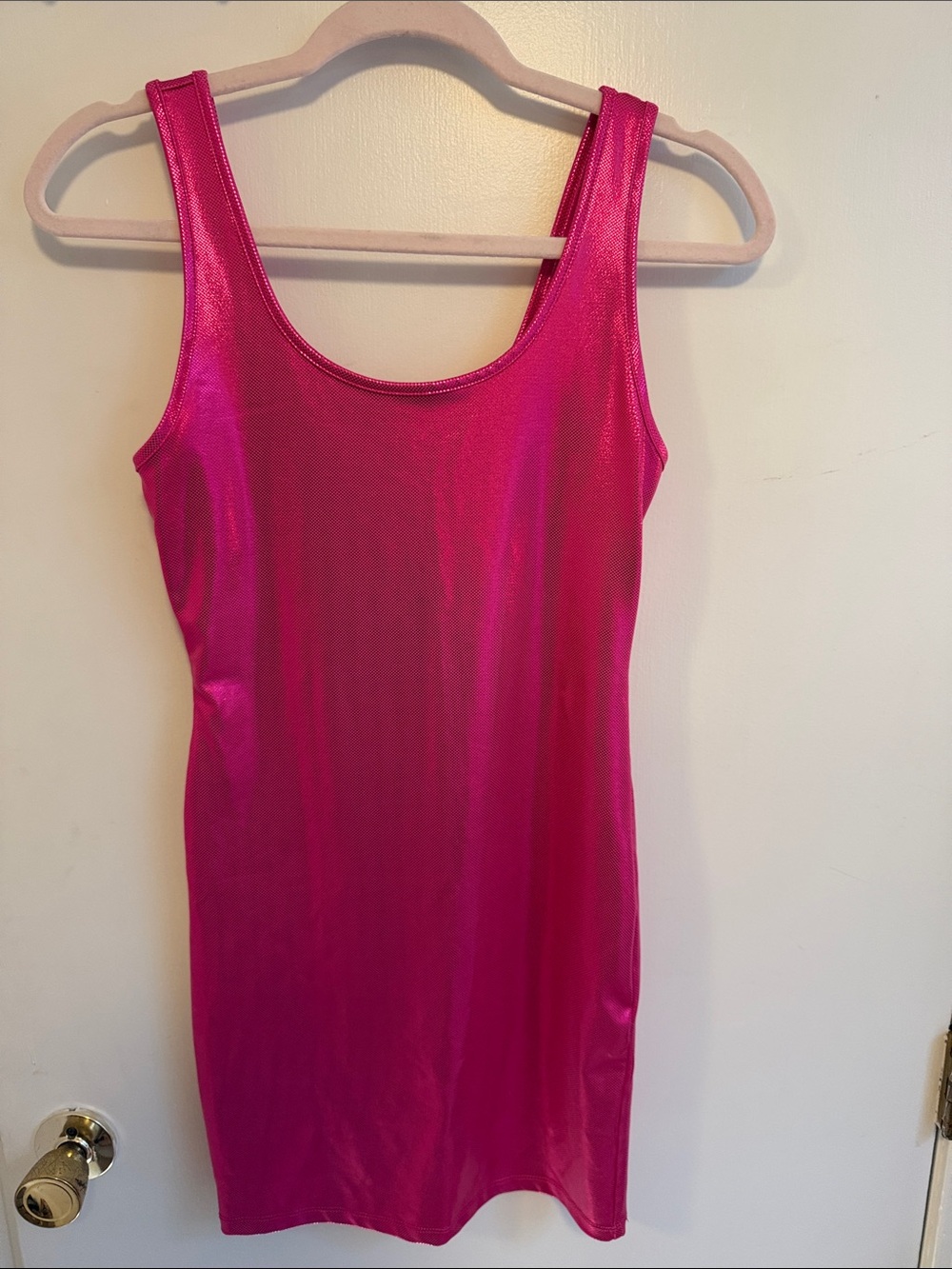Forever 21 Hot Pink Shiny Tank Bodycon Mini Dress